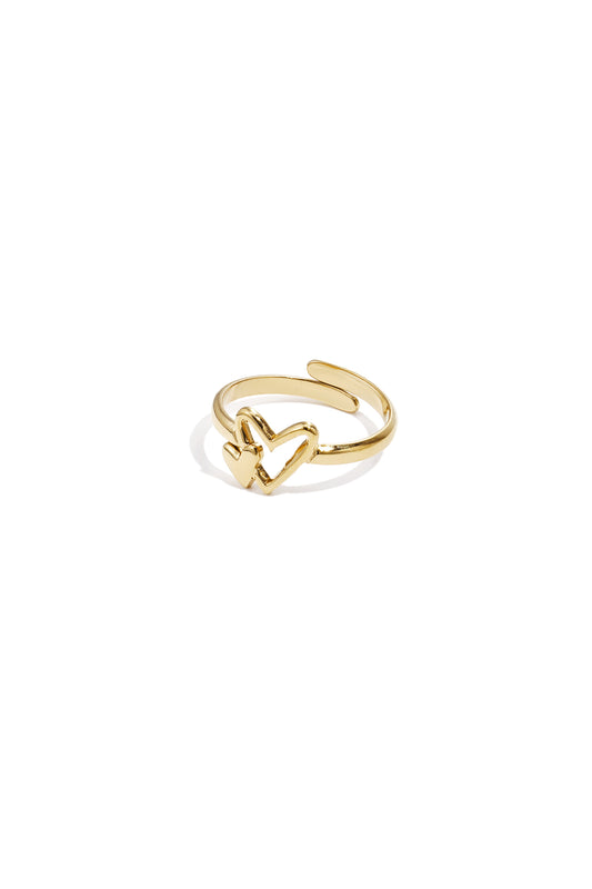 Ring with hearts Gold Color One Size