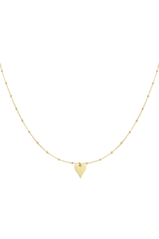 necklace with balls and heart charm Gold Color