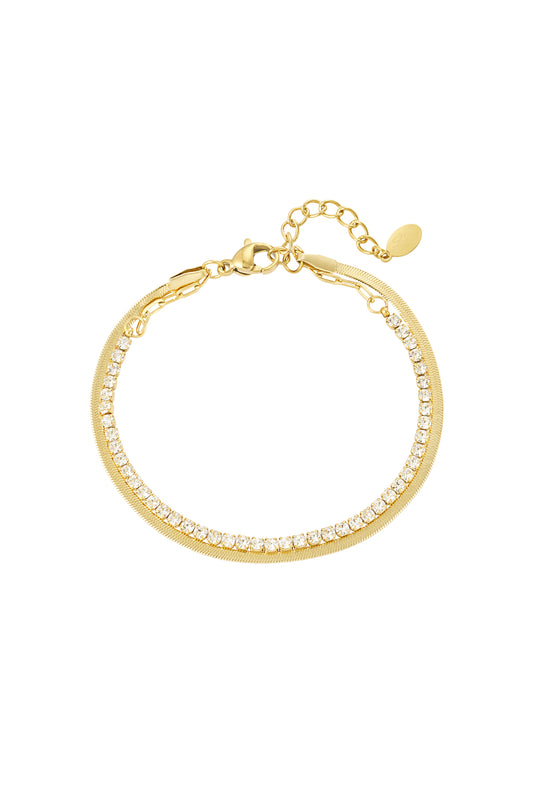 double bracelet with diamonds Gold Color