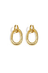 Statement earrings with detailed oval pendant Gold Color