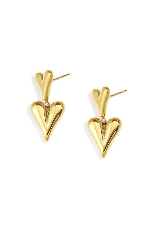 Stainless Steel Drop Earrings Heart Casual Daily Simple Series Women's jewelry Gold Color