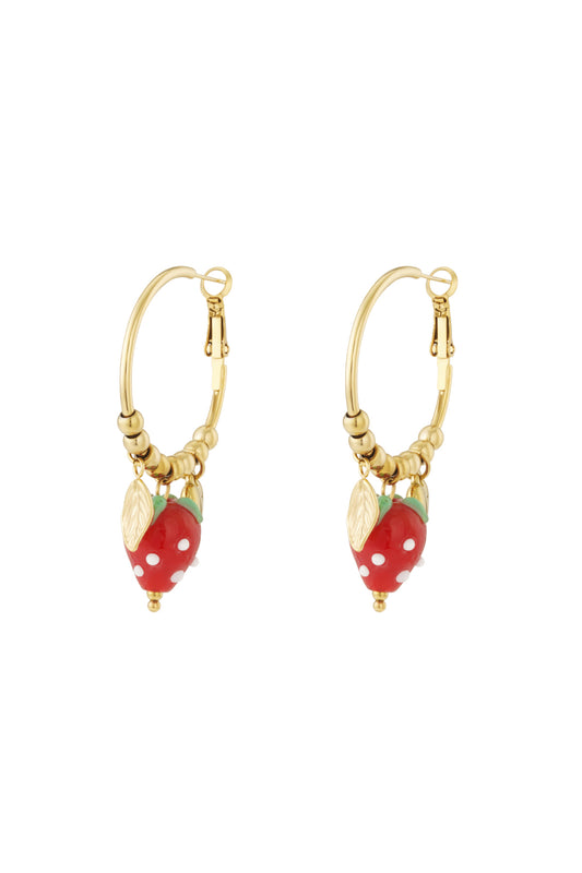 Strawberry Sweetness Earrings Gold Color