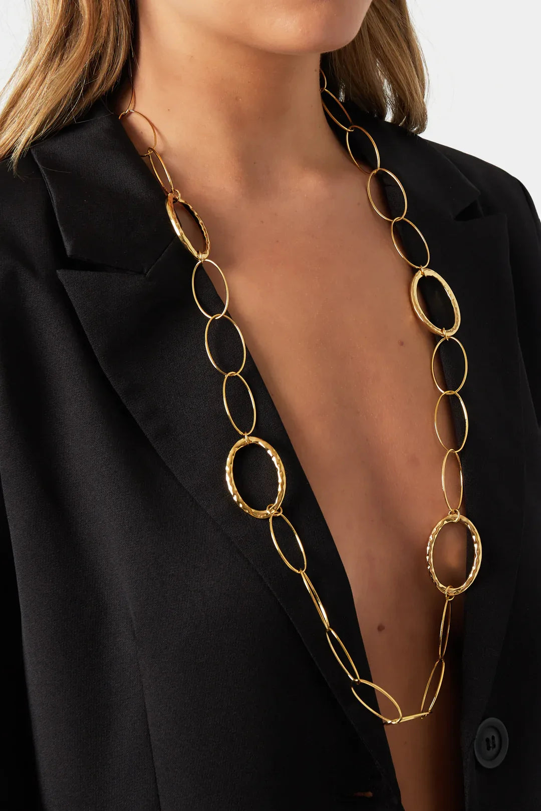Golden Oval Link Necklace