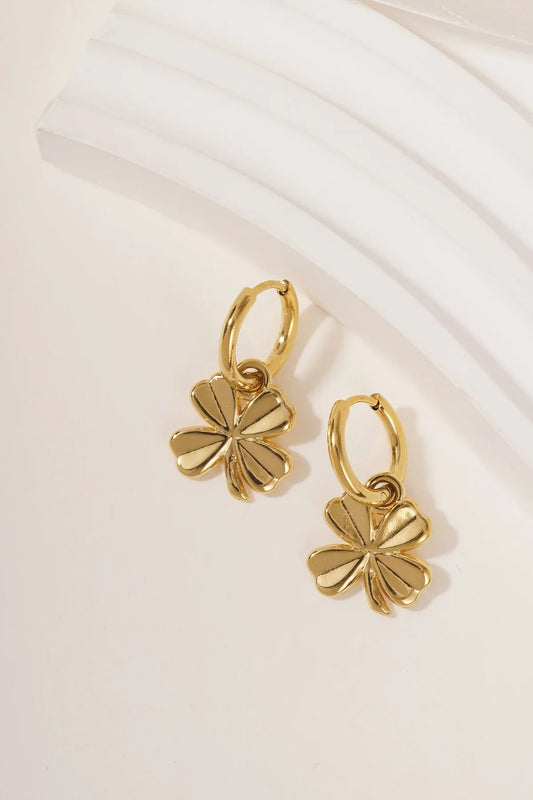 Earrings basic four-leaf clover - Gold Color Stainless Steel