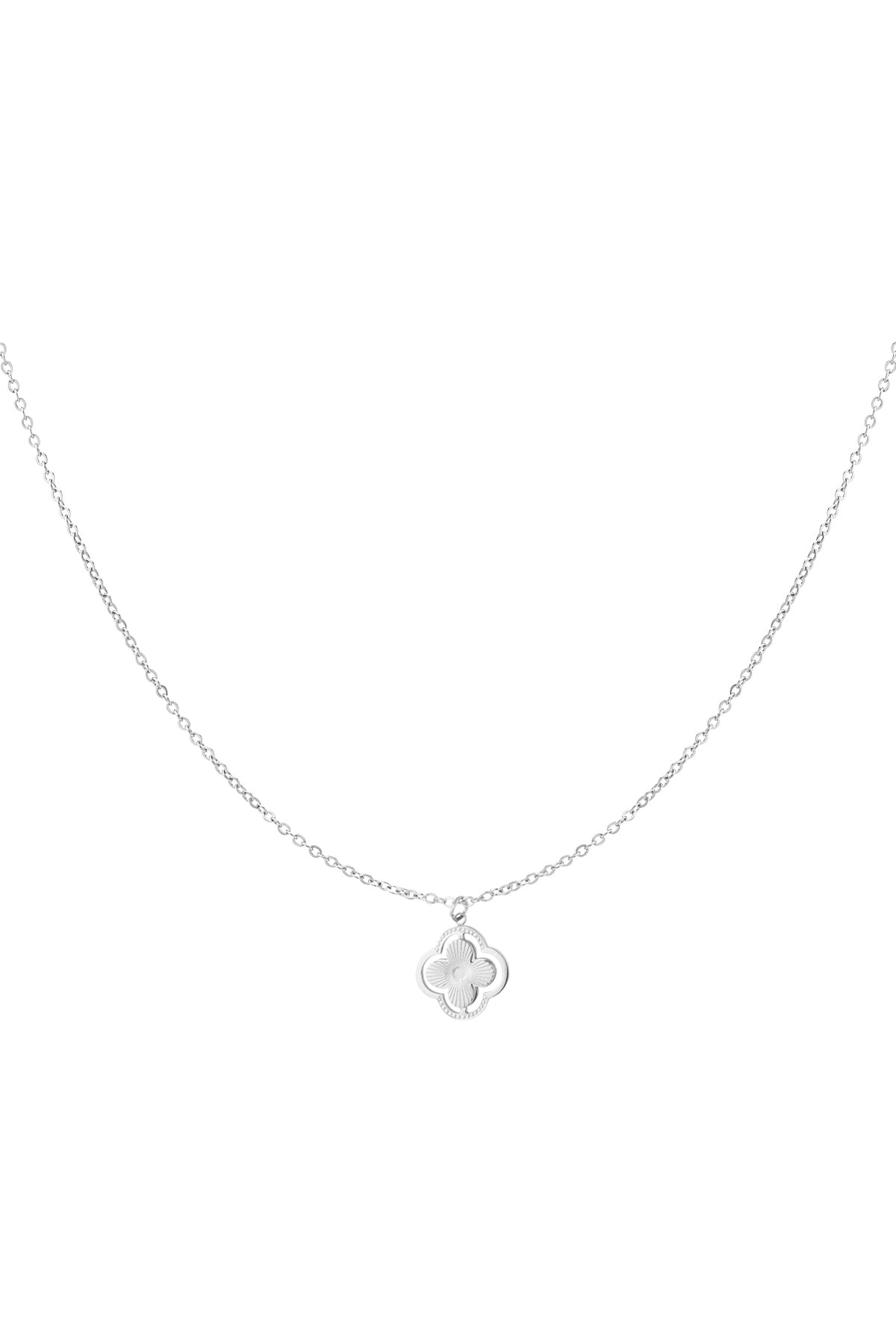 double clover necklace Silver Color