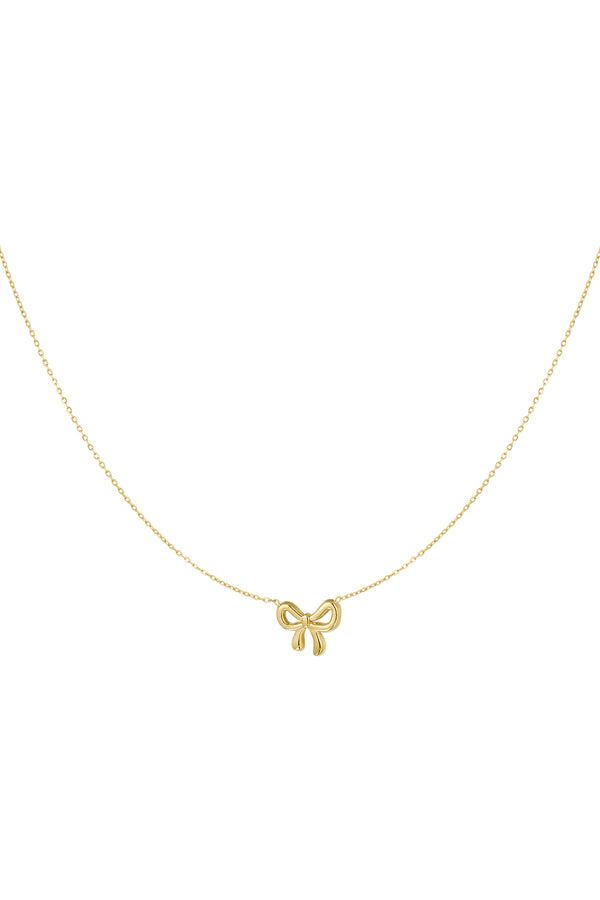 Dainty Bow Necklace Gold Color