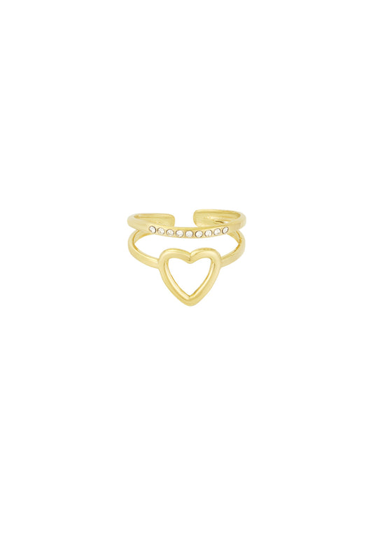 Sparkle Heart Ring Gold Color One Size