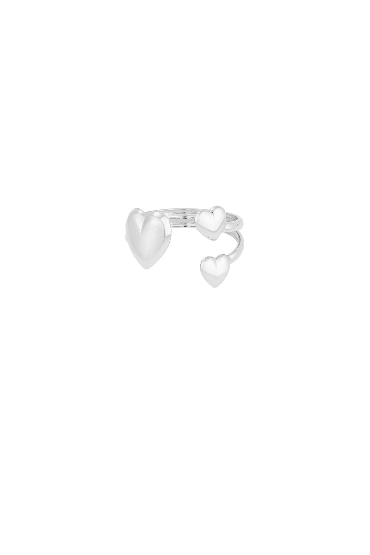 Triple Heart Ring Silver Color One Size