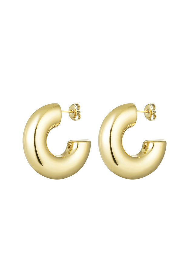 Ear studs half round basic large Gold Color Stainless Steel Earrings Gold Color