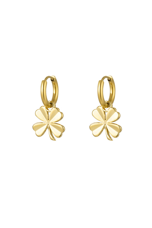 Earrings basic four-leaf clover - Gold Color Stainless Steel Gold Color