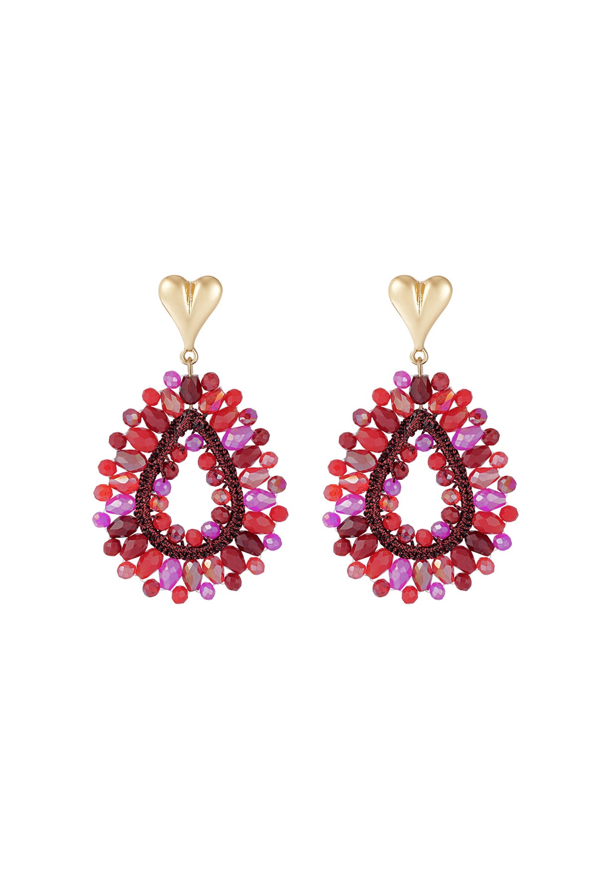 Beaded Love earrings Fuchsia
