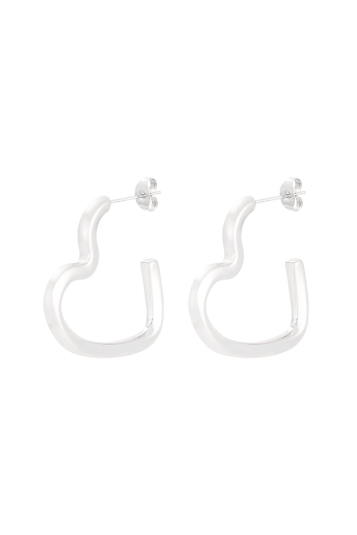 open heart earrings Silver Color