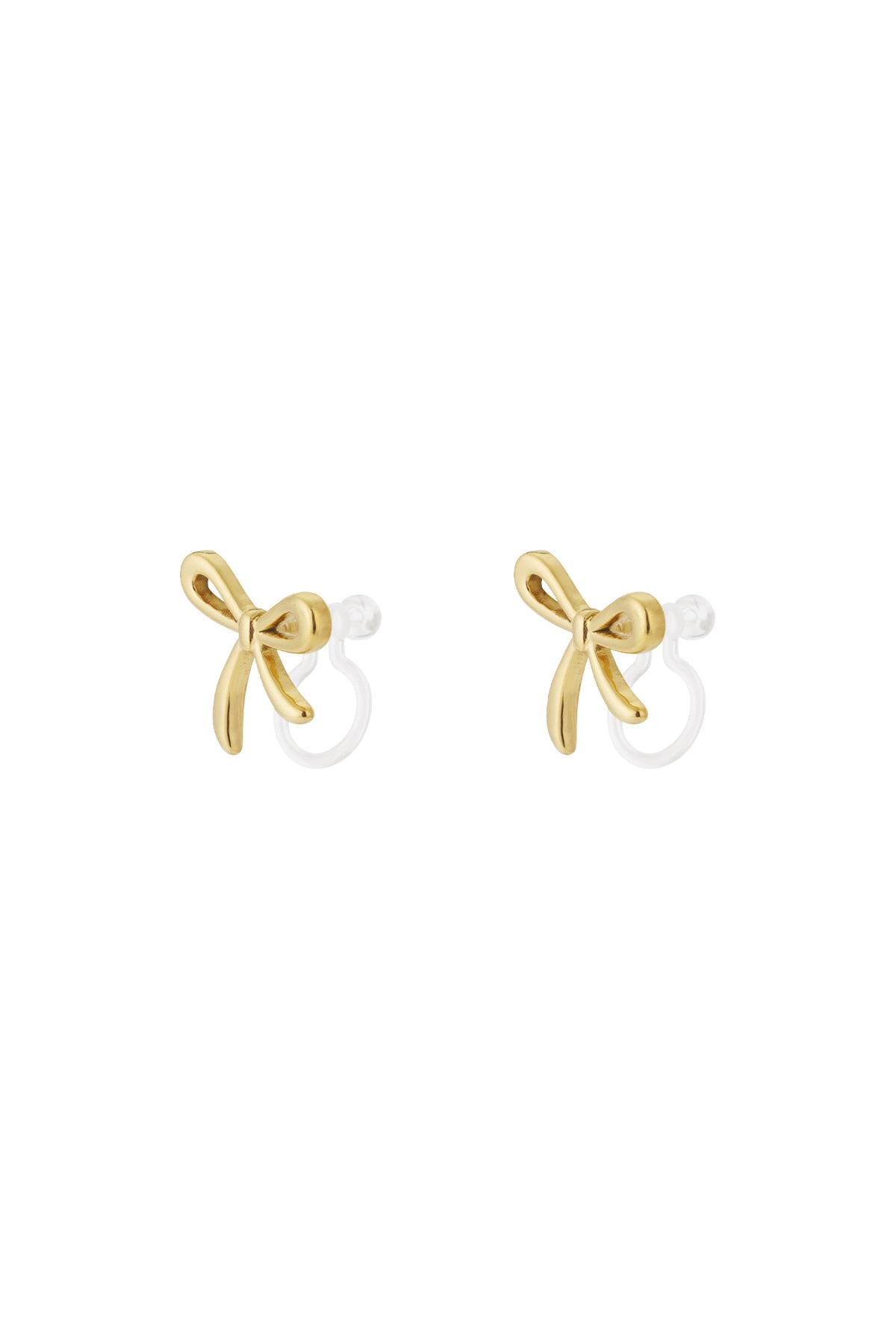 Bow Clip Earrings Gold Color