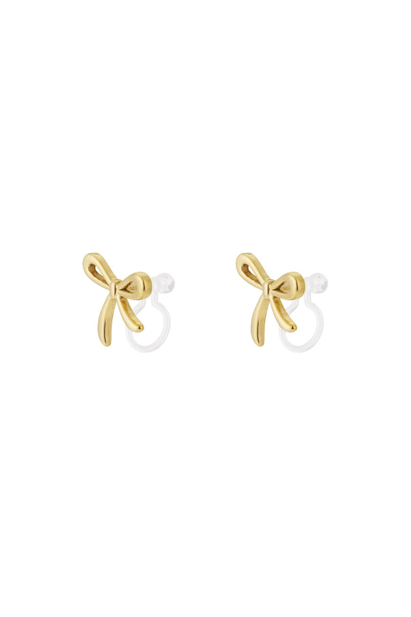 Bow Clip Earrings Gold Color