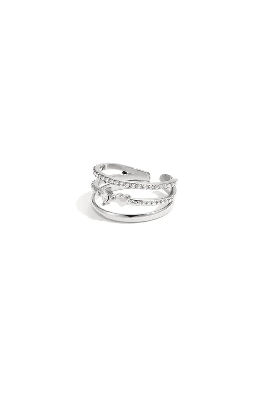 3-layer ring with stones Silver Color One Size