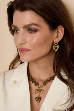 Stainless Steel Beaded Necklaces Heart Casual Daily Romantic Series Women's jewelry