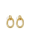 Statement earrings with detailed oval pendant Gold Color