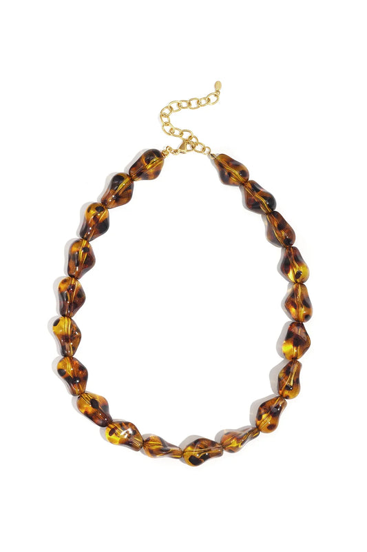 Retro Bead Necklace Brown