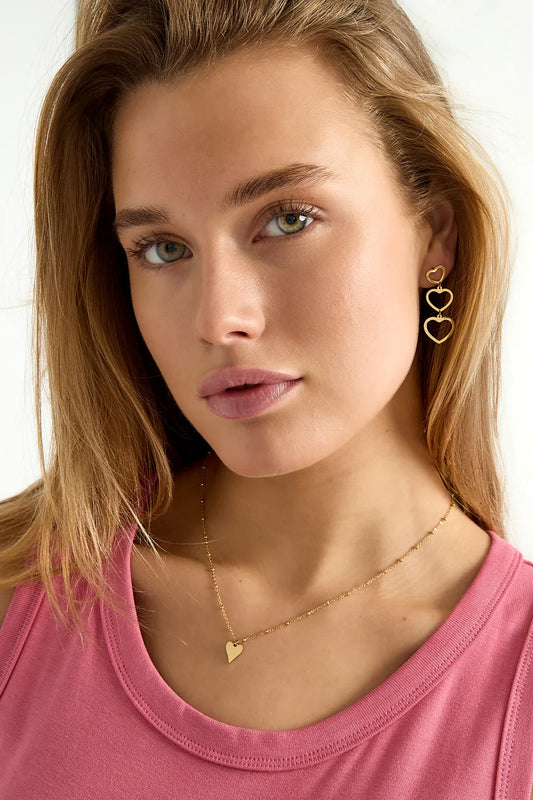 necklace with balls and heart charm