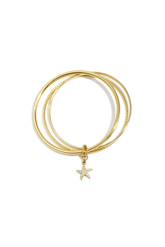 Bangles with hanging flower charm Gold Color Star