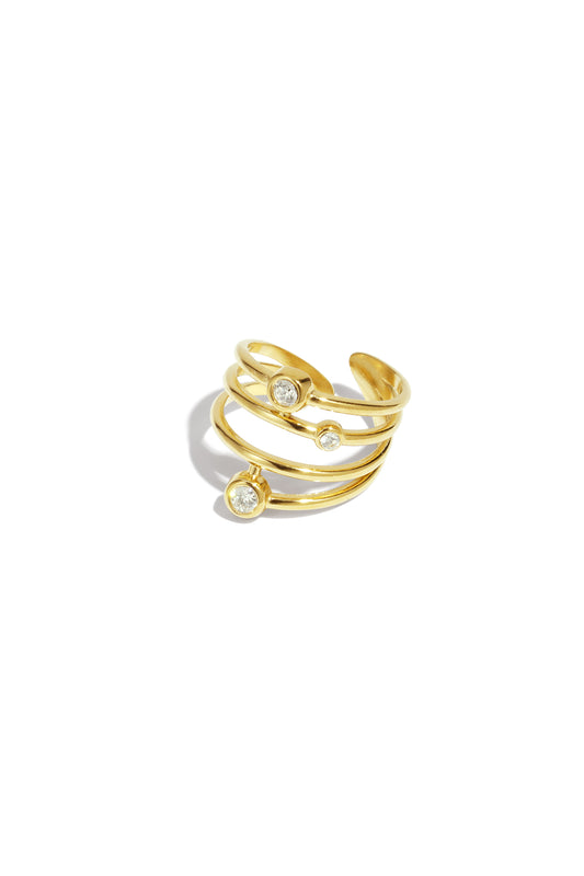 Stainless Steel Statement Rings lines Casual Daily Simple Series Women's jewelry Gold Color One Size