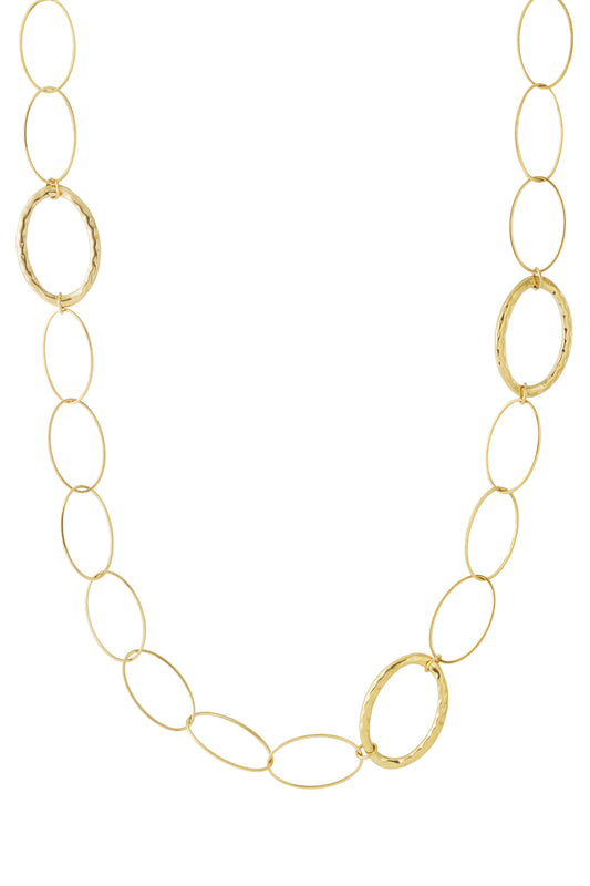 Golden Oval Link Necklace Gold Color