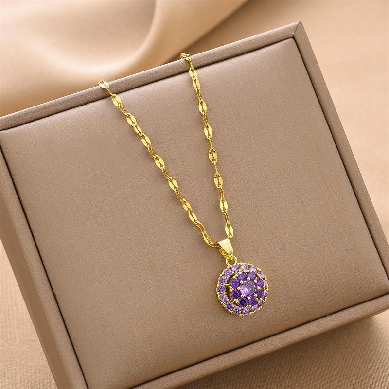 Royal Amethyst Bloom Pendant Necklace