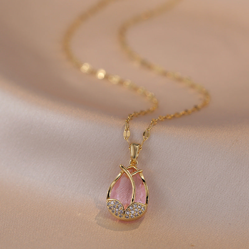 Blush Bloom Teardrop Pendant