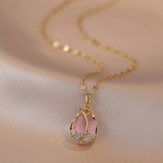 Blush Bloom Teardrop Pendant