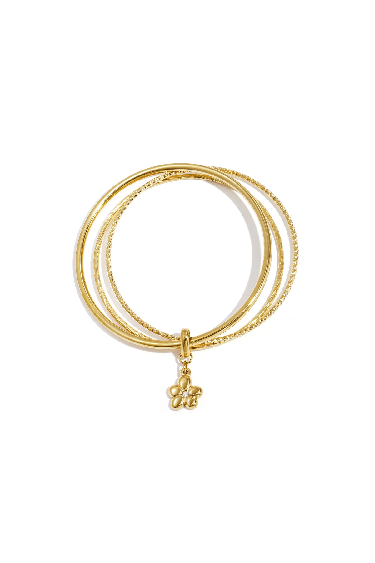 Bangles with hanging flower charm Gold Color Flower