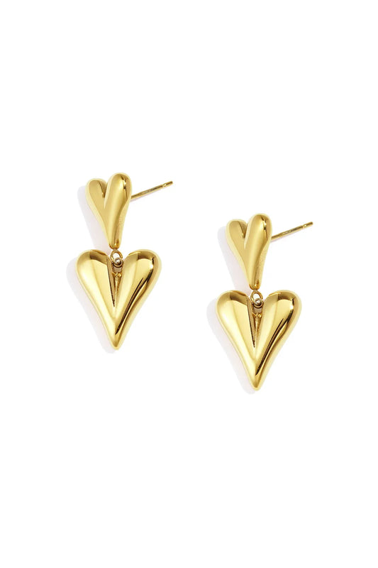 Stainless Steel Drop Earrings Heart Casual Daily Simple Series Women's jewelry Gold Color