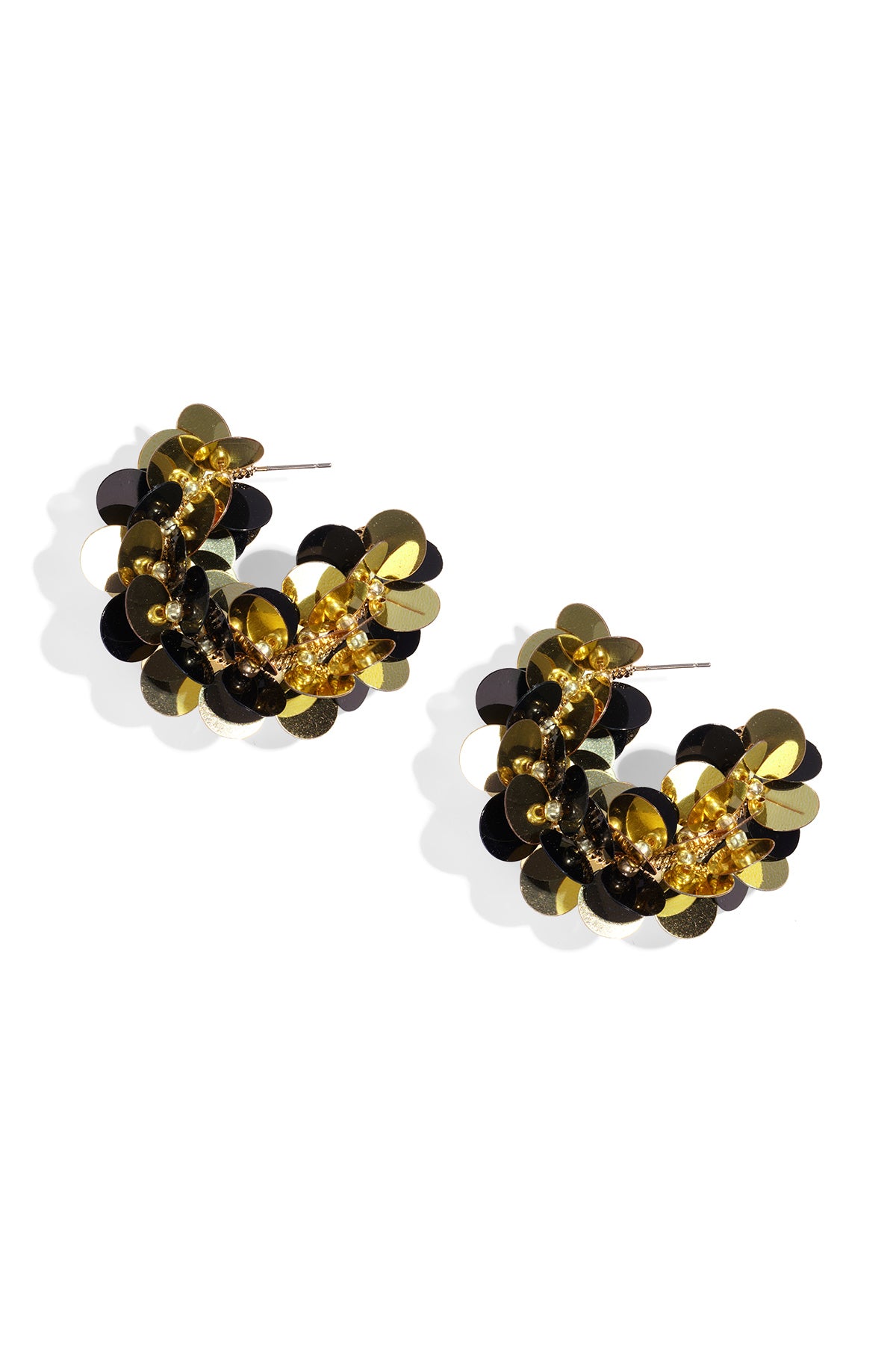 Hoop earrings made of sequins and beads Black