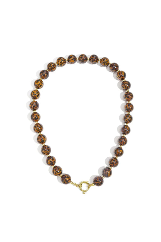 Acrylic Beaded Necklaces Leopard Print Retro Daily Classic Series Women's jewelry-14mm Brown