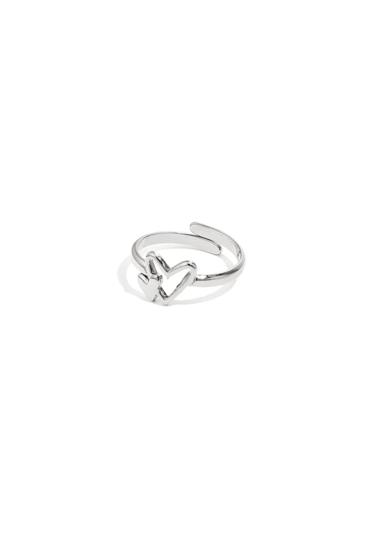 Ring with hearts Silver Color One Size